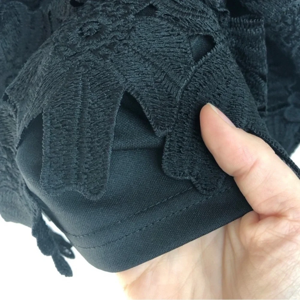 Lace Crochet ASTR The Black Label Women’s Black Sleeveless Midi Dress Medium - Picture 14 of 16